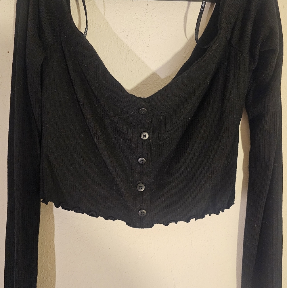 Forever 21 Button-Up Crop Top
